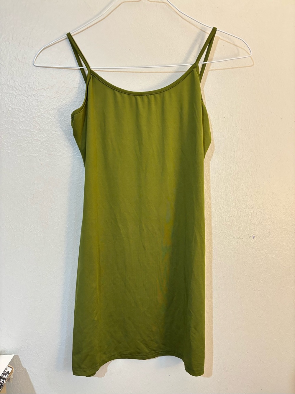 Olive Green Slip Dress - Simple Spaghetti Strap